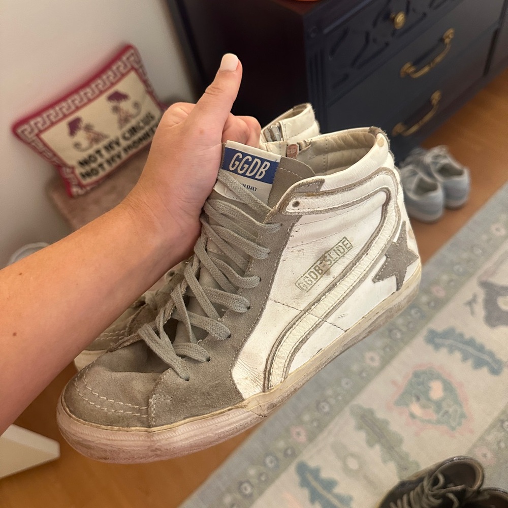 Golden Goose High-Top Sneakers in Gray and White